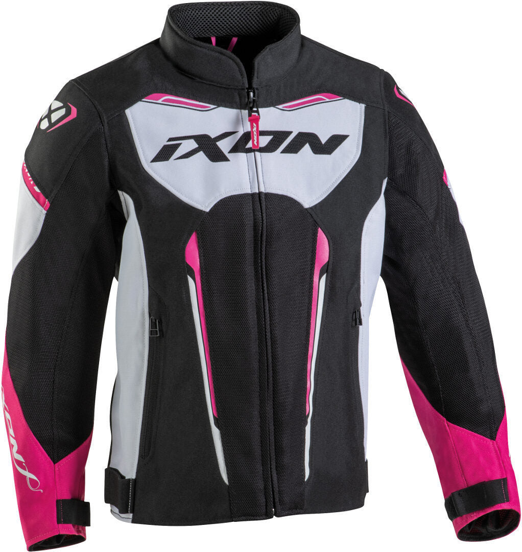 IXON STRIKER AIR L Niños Textil Moto Chaqueta Preto, Blanco Fucsia – 1 – Maximomoto PT