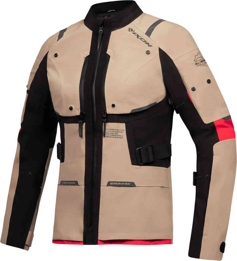IXON M-SKEID Moto Hombre Chaqueta Textil Arena Negro Rojo