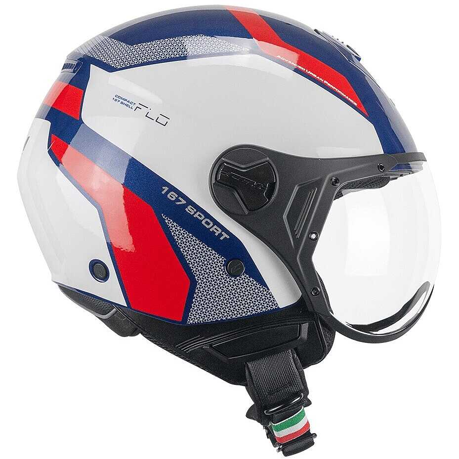 CGM 167D FLO SPORT Jet Casco De Moto Azul Blanco Rojo