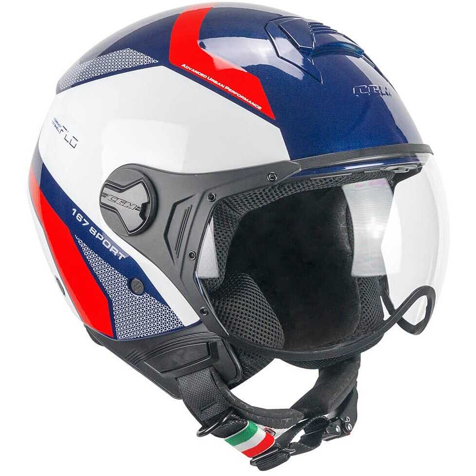 CGM 167D FLO SPORT Jet Casco De Moto Azul Blanco Rojo