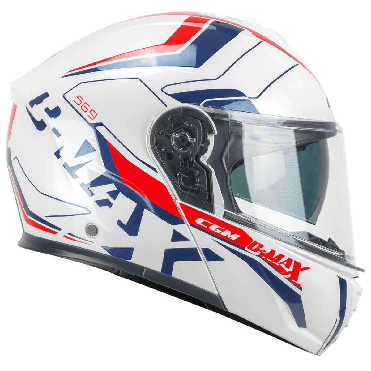 CGM 569G C-MAX City De Moto Casco Modular Azul Blanco Rojo