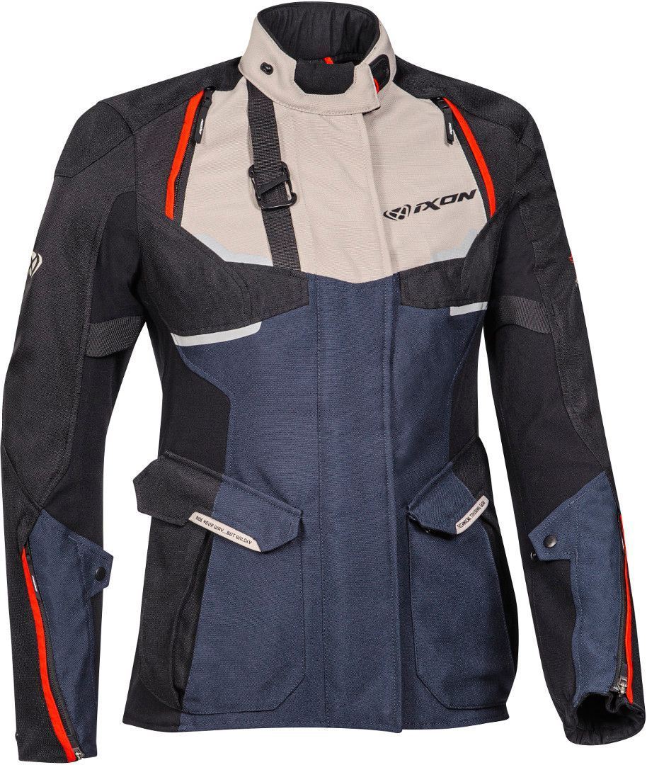 IXON Eddas Mujer Textile Moto Chaqueta Grege Azul Marino Negro