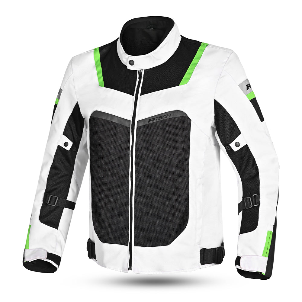 R-TECH SPIRAL MESH Motorcycle Jackets - White, Black, Green – 1 – Maximomoto PT