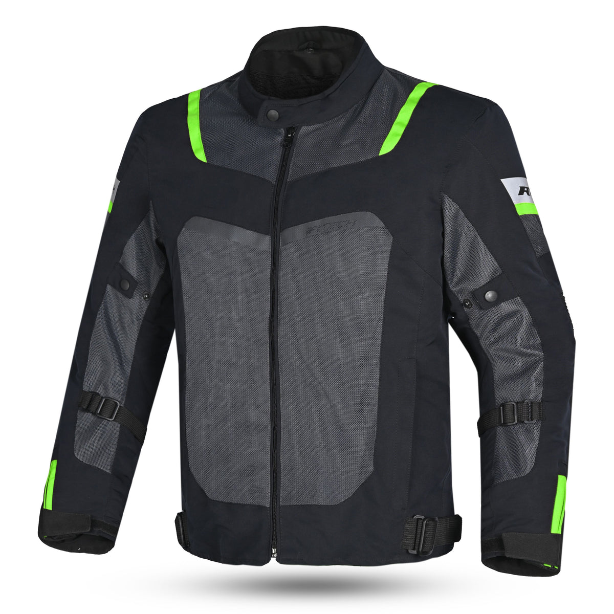 R-TECH SPIRAL MESH Motorcycle Jackets Black Gray Fluorescent Green