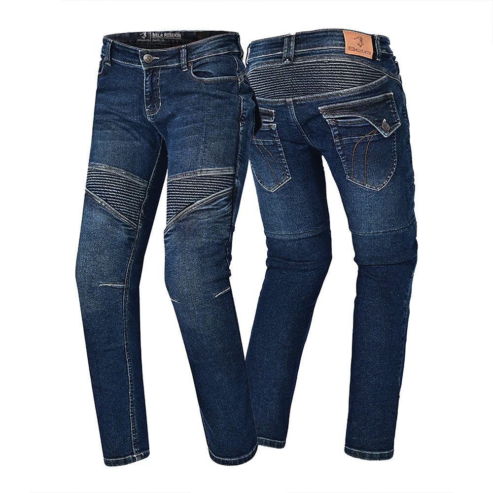 BELA ROSEKIN Denim Jeans Moto Senhora Calcas Azul