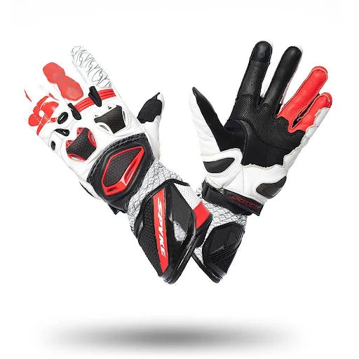 SPYKE TECH PRO Moto Homem Luvas Branco Preto Vermelho