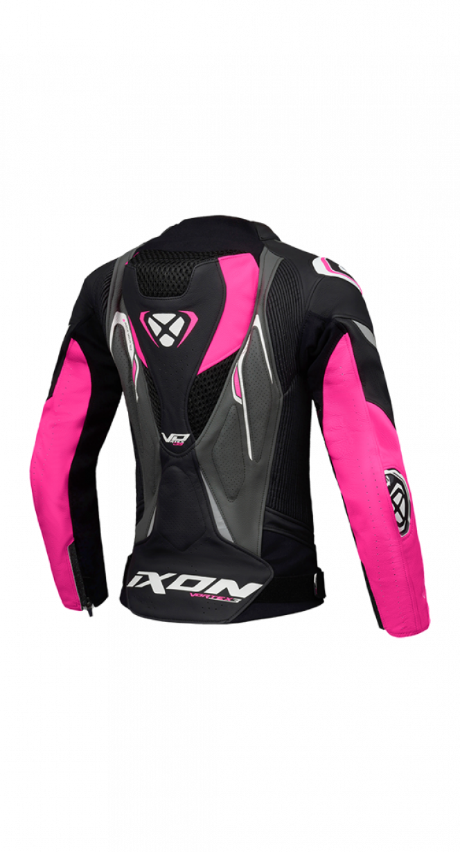 IXON VORTEX 3 Mujer Carreras Cuero Chaqueta Negro Rosa Blanco – 2 – Maximomoto PT